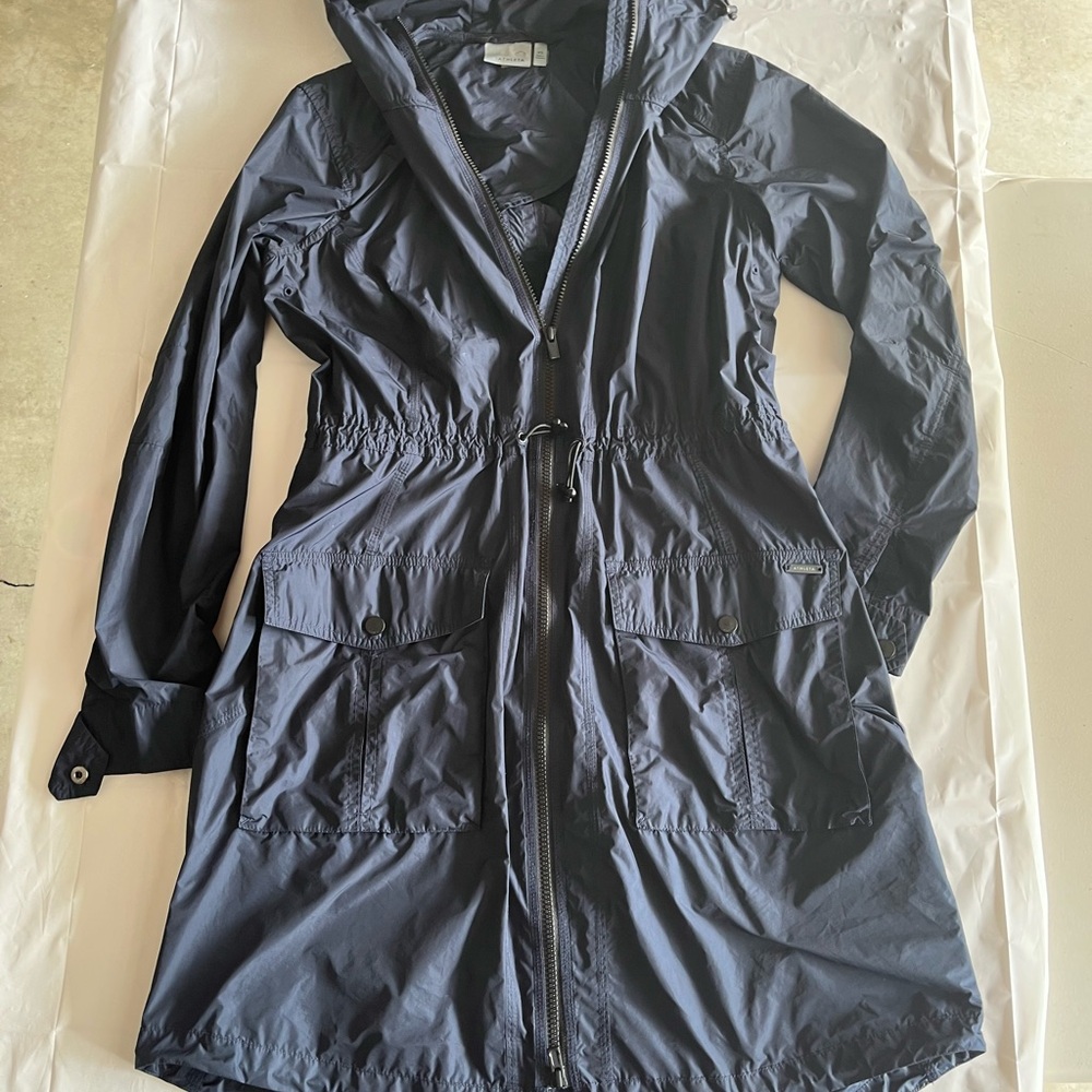 Athleta Navy city slicker long rain jacket